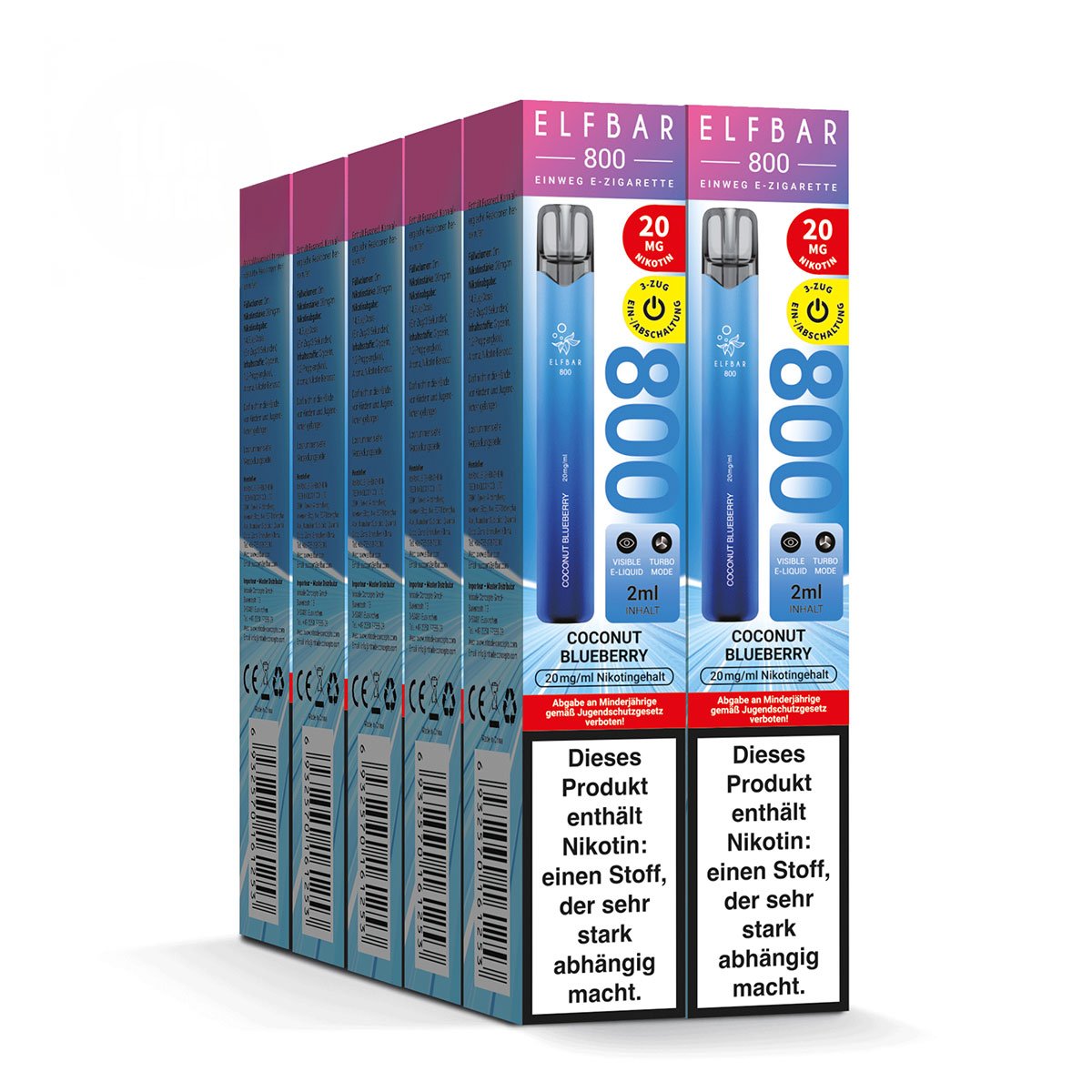 Elfbar - 800 - Einweg E-Zigarette - (VE= 10 StĂŒck) Displaykarton - Coconut Blueberry | Nikotinsalz-StĂ€rke : 20mg Elfbar - 800 - Einweg E-Zigarette - (VE= 10 StĂŒck) Displaykarton - Coconut Blueberry | Nikotinsalz-StĂ€rke : 20mg