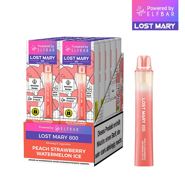 Lost Mary - LM800 - Einweg E-Zigarette - Peach Strawberry Watermelon Ice - 20mg Lost Mary - LM800 - Einweg E-Zigarette - Peach Strawberry Watermelon Ice - 20mg