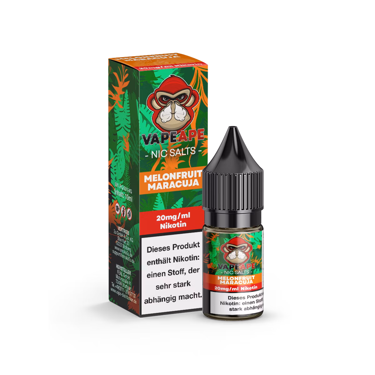 VapeApe - Nikotinsalz-Liquid - 10ml - Melonfruit Maracuja | Nikotinsalz-Stärke : 20mg