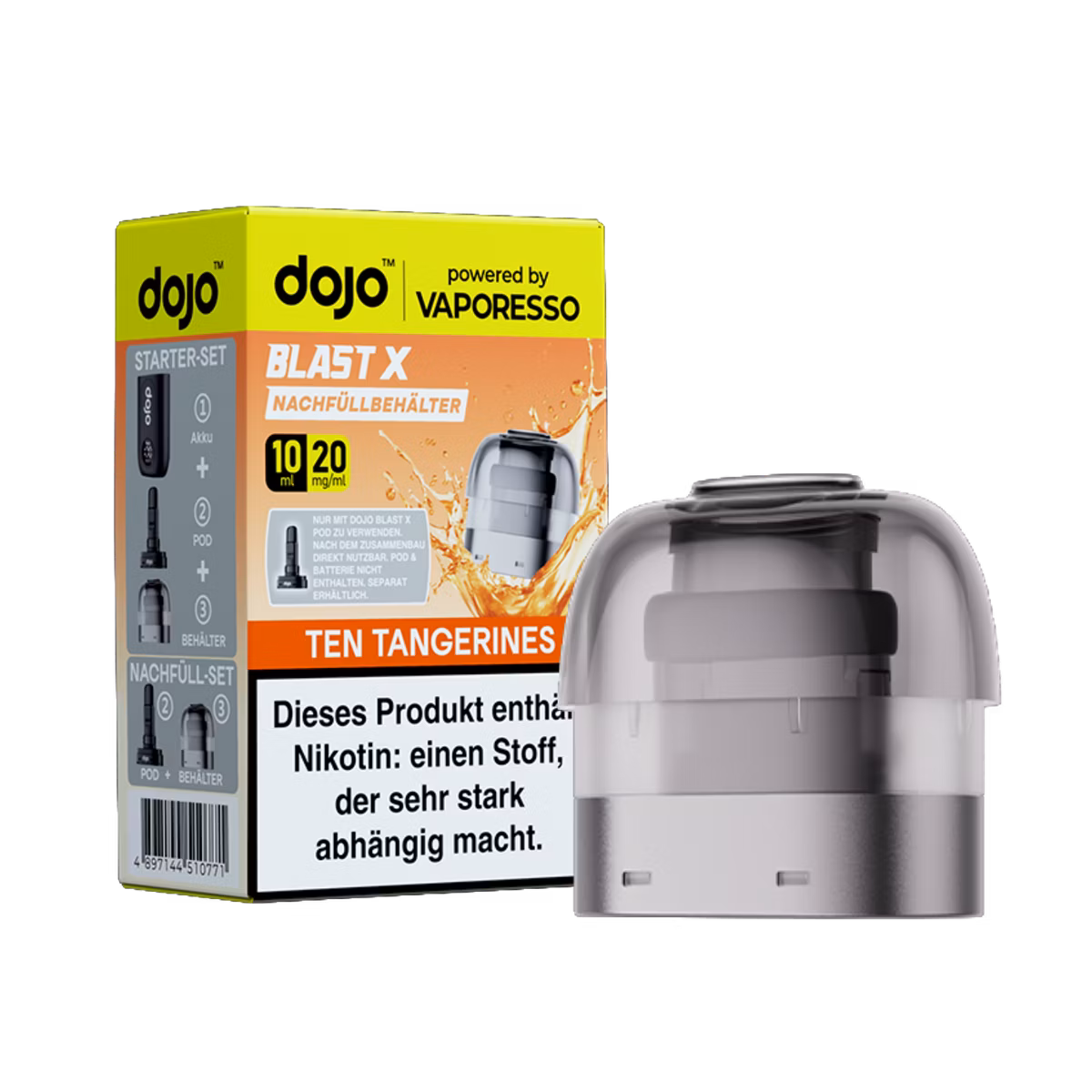 Vaporesso - Dojo Blast X - 10ml Pod Nachfüllbehälter - Ten Tangerines - 20mg 