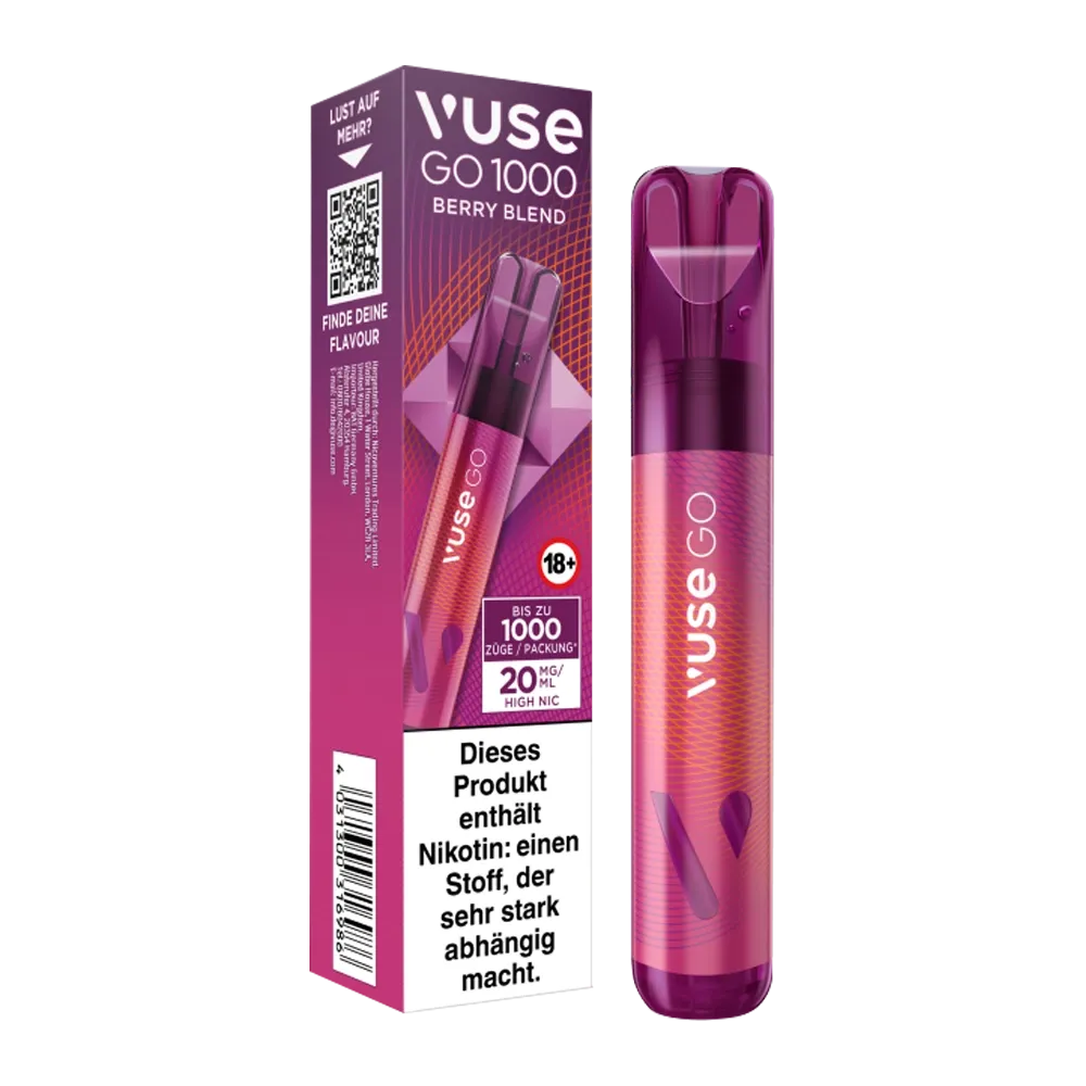 Vuse - Go 1000 - Einweg E-Zigarette - Berry Blend | Nikotinsalz-Stärke : 20mg Vuse - Go 1000 - Einweg E-Zigarette - Berry Blend | Nikotinsalz-Stärke : 20mg