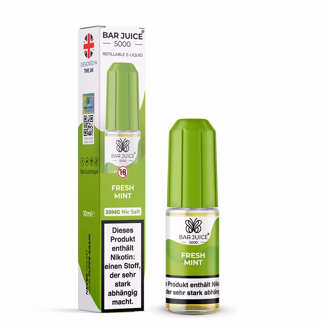 Bar Juice - 5000 - Fresh Mint | Inhalt : 10ml | Nikotinsalz-Stärke : 20mg | Paketgröße : 1er Packung