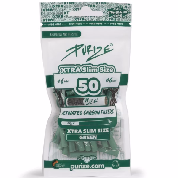 PURIZE - Aktivkohlefilter - XTRA Slime Size - Grün - 6mm - 50 Stück