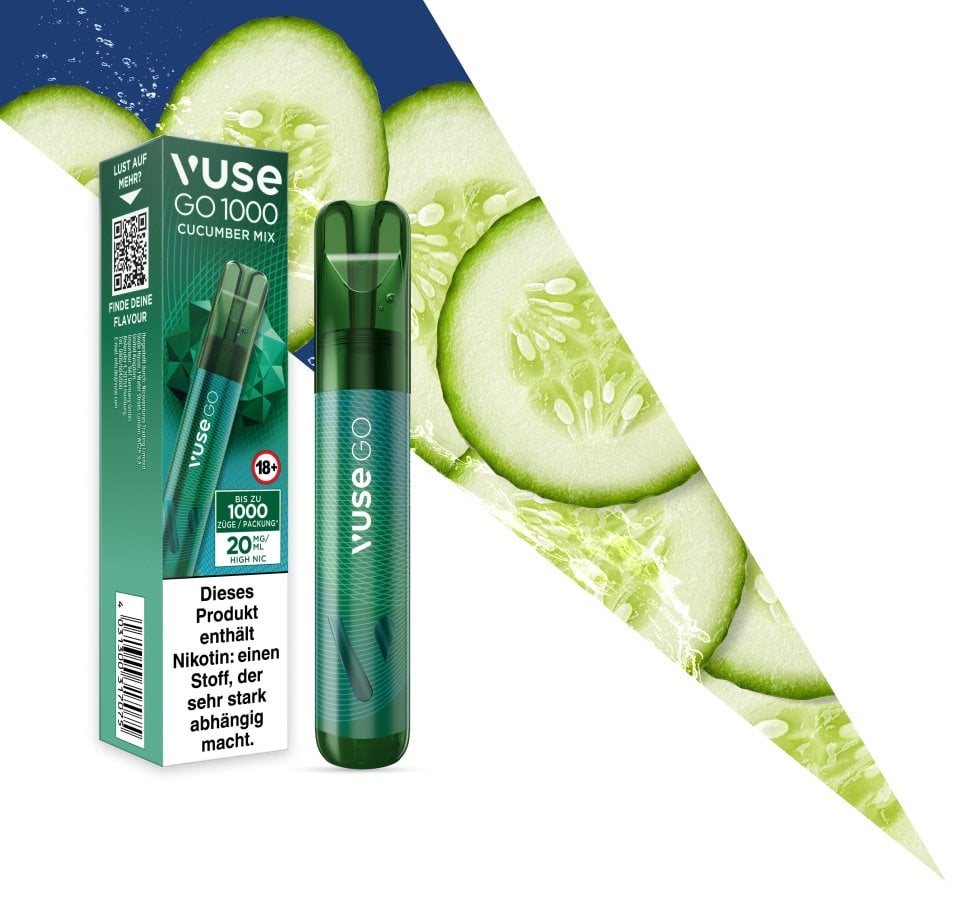 Vuse - Go 1000 - Einweg E-Zigarette - Cucumber Mix | Nikotinsalz-Stärke : 0mg