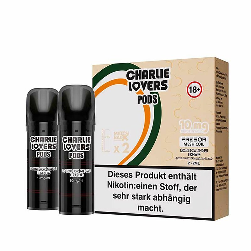 Charlie Lovers - Prefilled Pods - 2ml - 2er Pack - Rainbow Mogli Exotic 10mg (EOL) Charlie Lovers - Prefilled Pods - 2ml - 2er Pack - Rainbow Mogli Exotic 10mg (EOL)