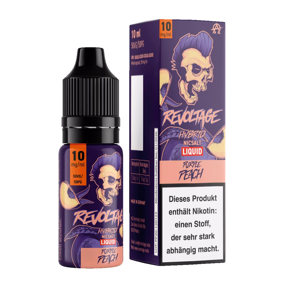 Revoltage - Hybrid Nikotinsalz Liquid - 10ml - Purple Peach - 10mg Revoltage - Hybrid Nikotinsalz Liquid - 10ml - Purple Peach - 10mg