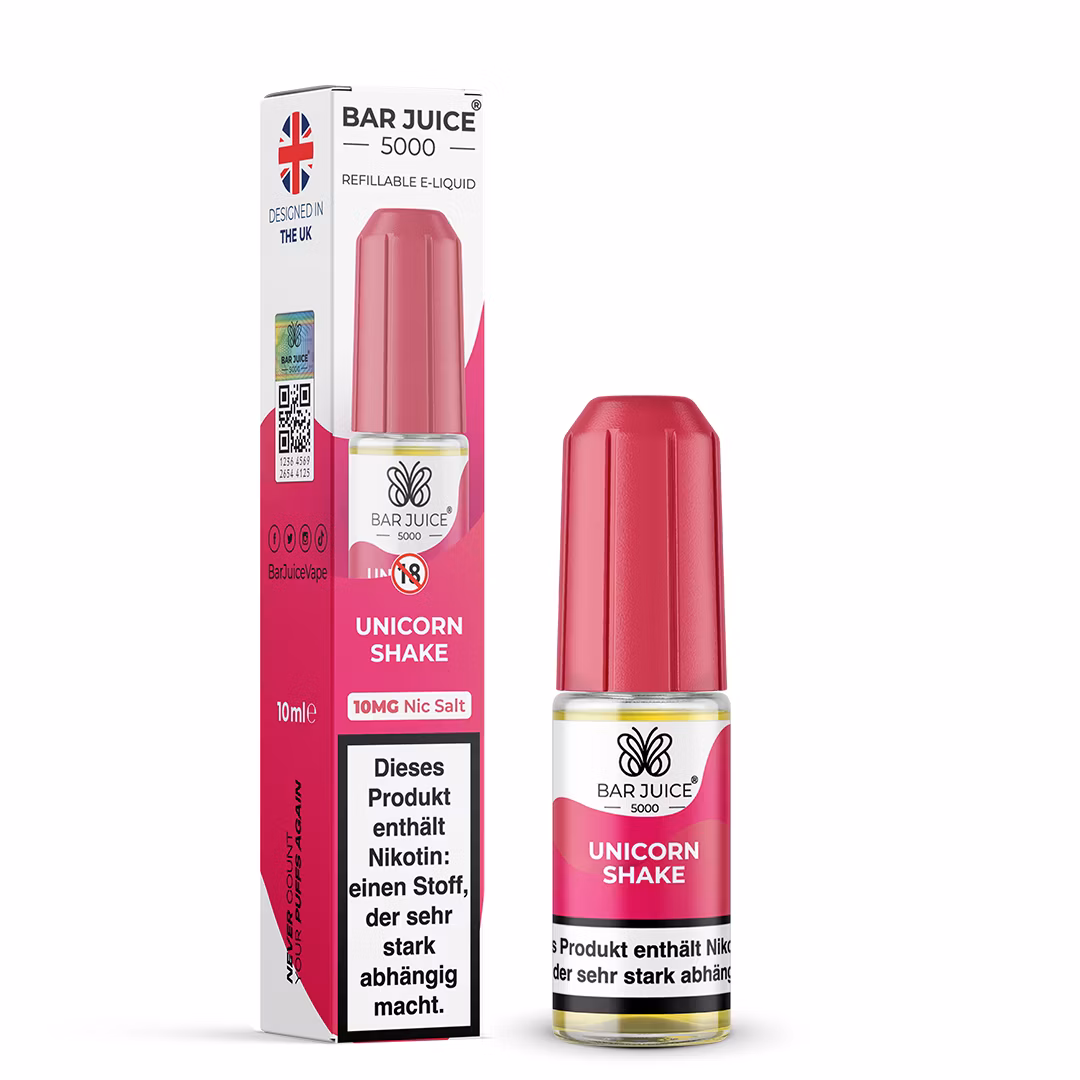 Bar Juice - 5000 - Unicorn Shake | Inhalt : 10ml | Nikotinsalz-Stärke : 10mg | Paketgröße : 1er Packung Bar Juice - 5000 - Unicorn Shake | Inhalt : 10ml | Nikotinsalz-Stärke : 10mg | Paketgröße : 1er Packung