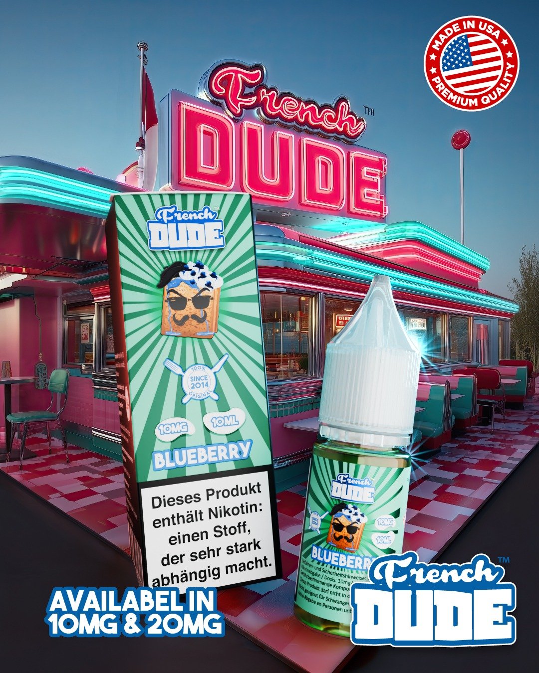 French Dude - Blueberry - Nikotinsalz-Liquids - 10ml - 10mg French Dude - Blueberry - Nikotinsalz-Liquids - 10ml - 10mg