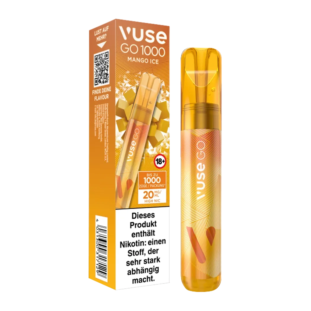 Vuse - Go 1000 - Einweg E-Zigarette - Mango Ice | Nikotinsalz-Stärke : 20mg Vuse - Go 1000 - Einweg E-Zigarette - Mango Ice | Nikotinsalz-Stärke : 20mg