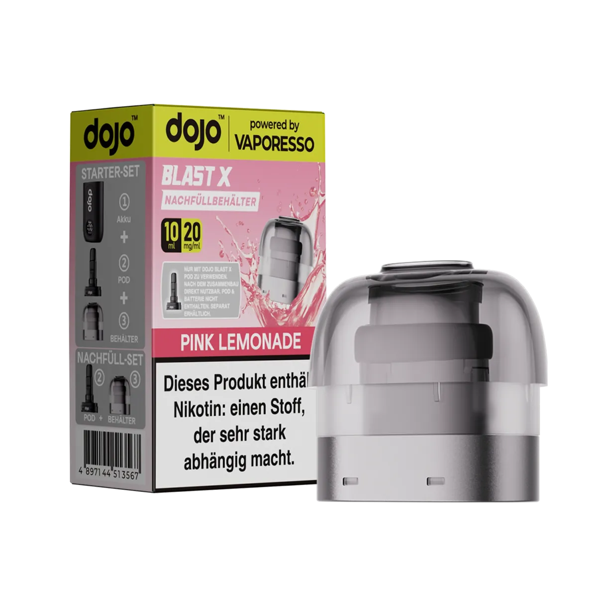 Vaporesso - Dojo Blast X - 10ml Pod Nachfüllbehälter - Pink Lemonade - 20mg Vaporesso - Dojo Blast X - 10ml Pod Nachfüllbehälter - Pink Lemonade - 20mg