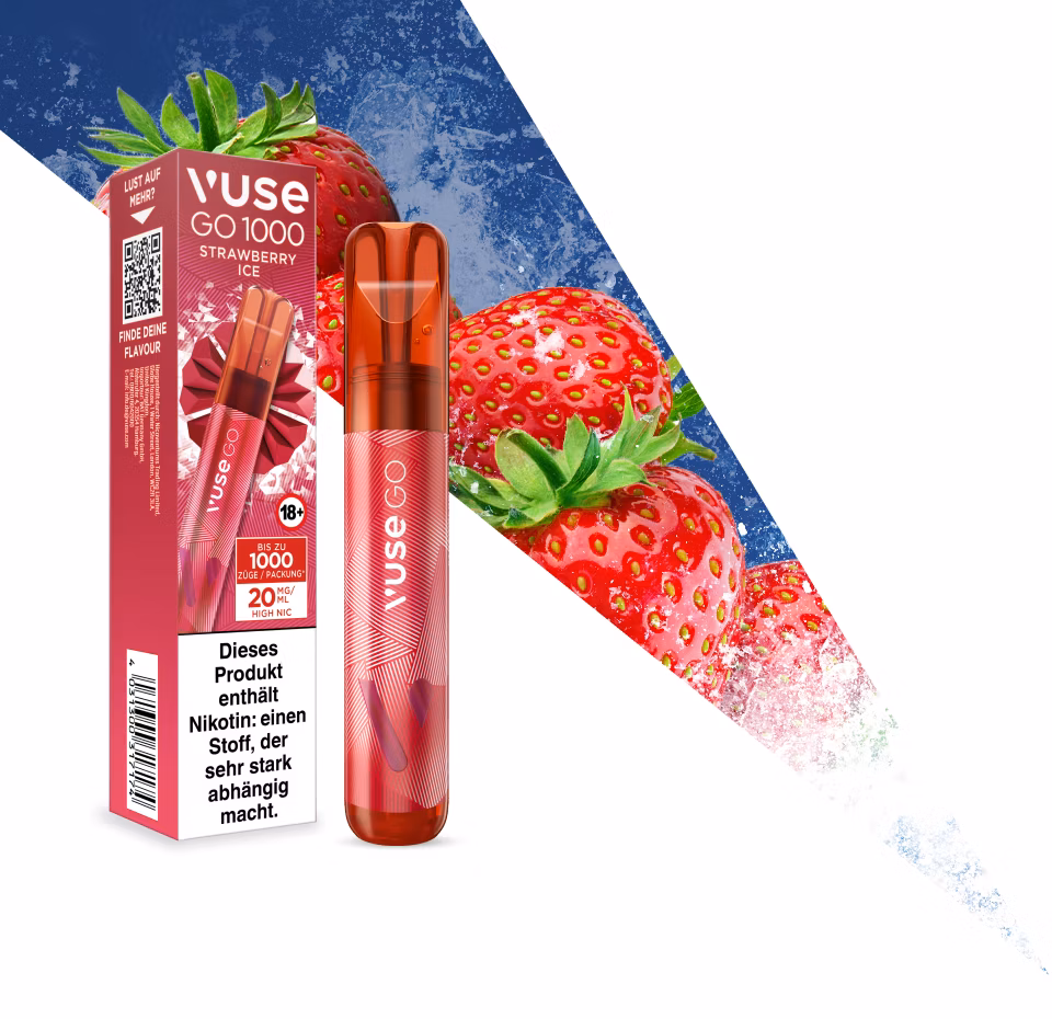 Vuse - Go 1000 - Einweg E-Zigarette - Strawberry Ice | Nikotinsalz-Stärke : 0mg
