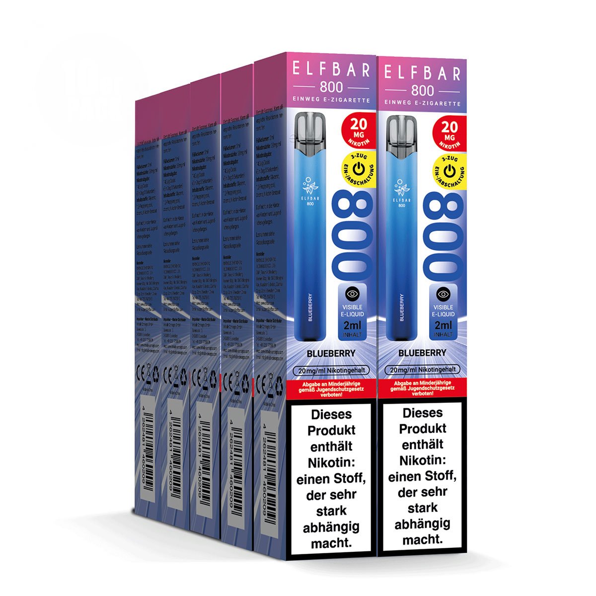 Elfbar - 800 - Einweg E-Zigarette - (VE= 10 StĂŒck) Displaykarton - Blueberry | Nikotinsalz-StĂ€rke : 20mg Elfbar - 800 - Einweg E-Zigarette - (VE= 10 StĂŒck) Displaykarton - Blueberry | Nikotinsalz-StĂ€rke : 20mg