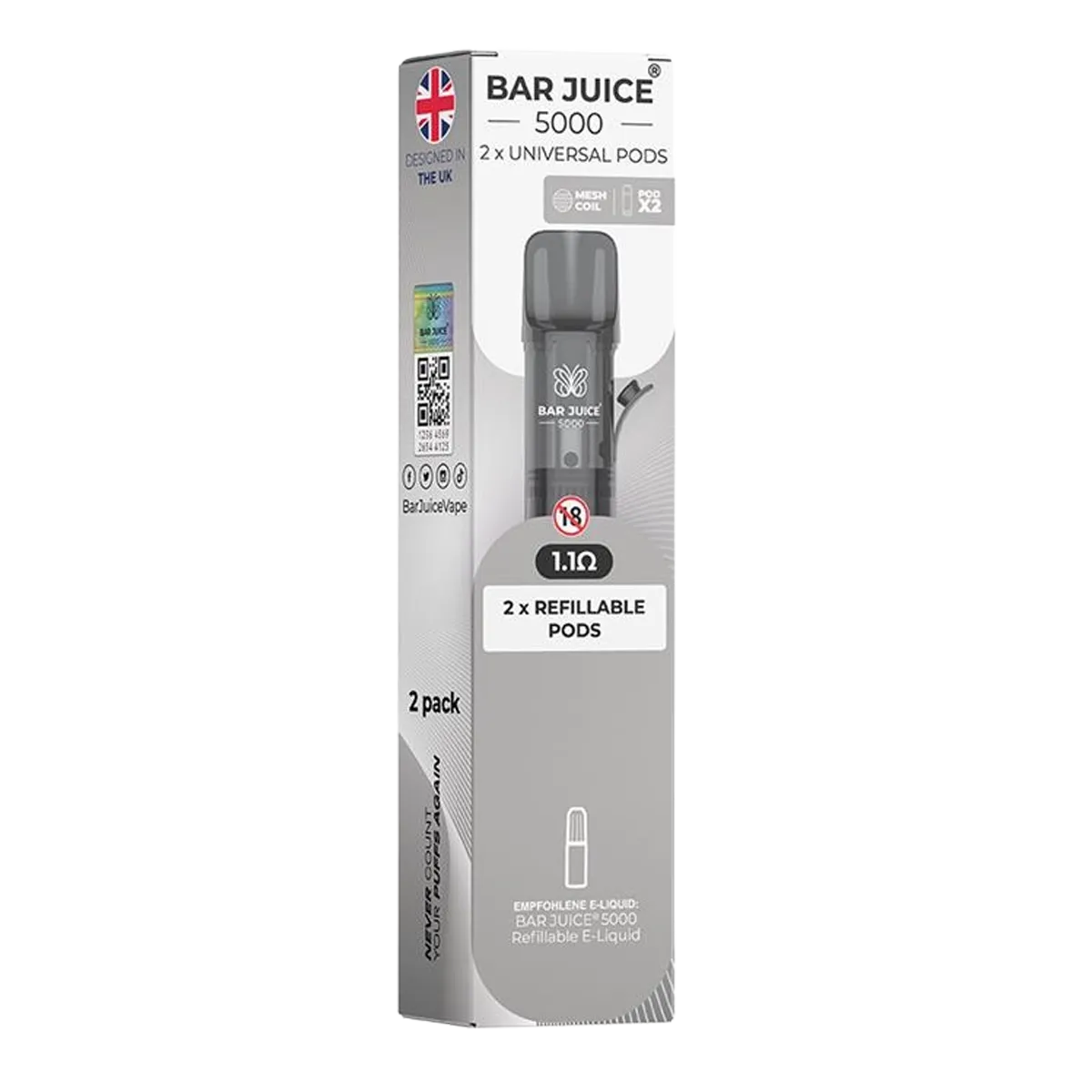 Bar Juice - Leerpods - 2er Paket - 2ml - 1.1 Ohm Bar Juice - Leerpods - 2er Paket - 2ml - 1.1 Ohm