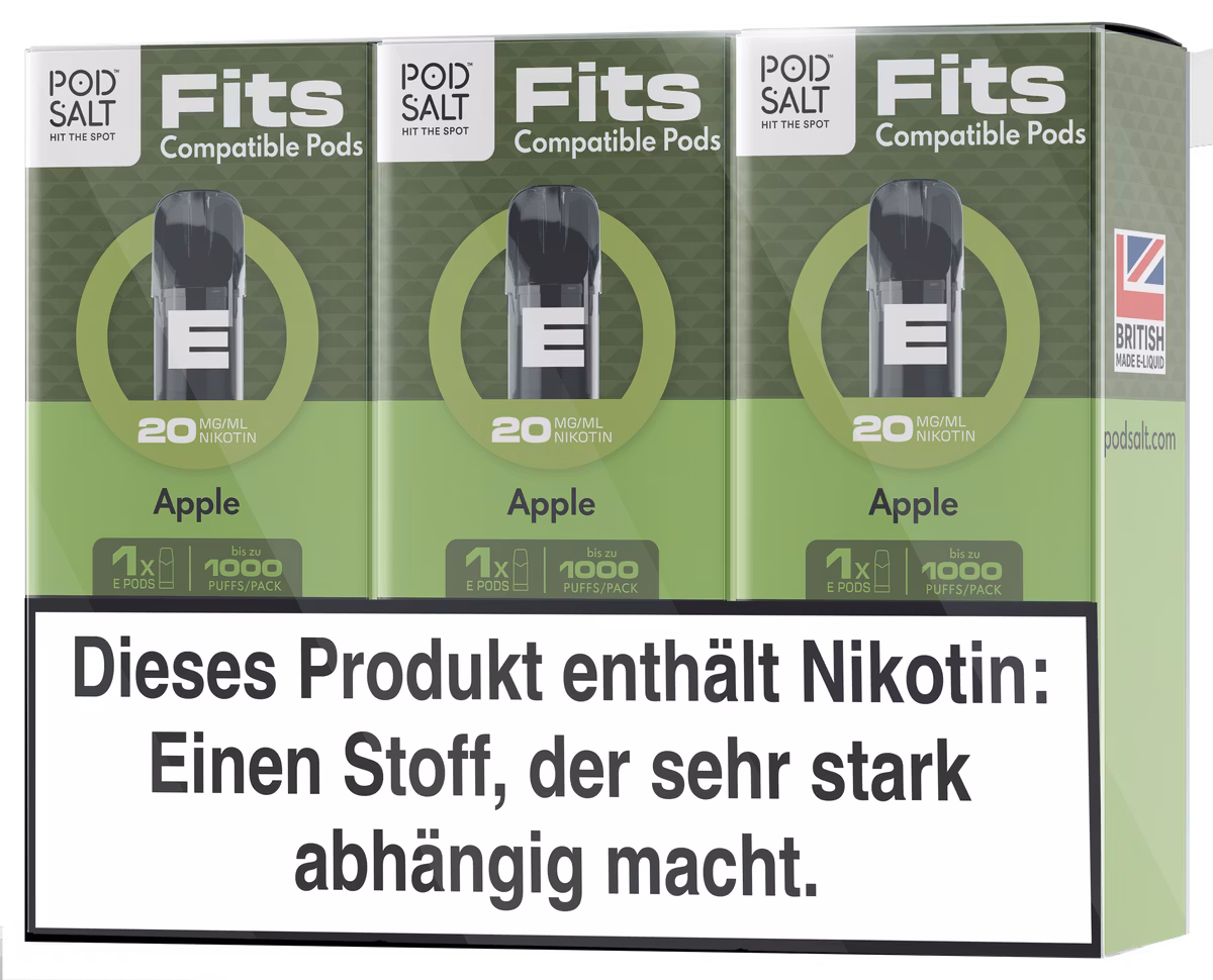 Pod Salt - Fits - Prefilled Pod - Apple - 20mg - 2ml - 3er Pack Pod Salt - Fits - Prefilled Pod - Apple - 20mg - 2ml - 3er Pack