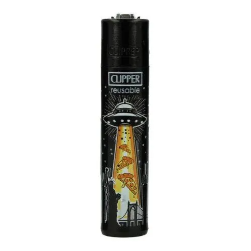 clipper-feuerzeug-ufo-orannge-wiederverwendbar Clipper - Feuerzeug - Ufos 2v4 Ufo und Pizza - wiederverwendbar