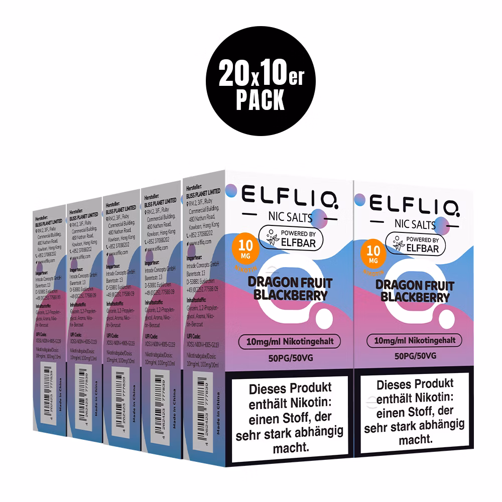 Elfbar - ElfLiq - 10ml - Dragon Fruit Blackberry | Nikotinsalz-Stärke : 20mg Elfbar - ElfLiq - 10ml - Dragon Fruit Blackberry | Nikotinsalz-Stärke : 20mg