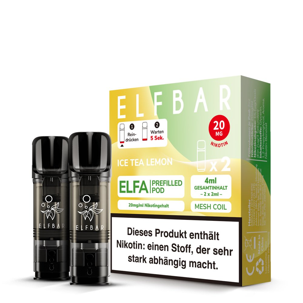 Elfbar - ELFA - Prefilled Pod - 2ml - 2er Pack - Ice Tea Lemon