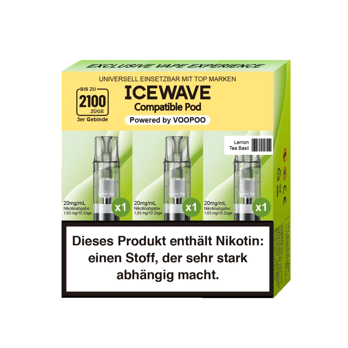 ICEWAVE - Prefilled Pod - 2ml - 3er Pack - Lemon Tea Basil ICEWAVE - Prefilled Pod - 2ml - 3er Pack - Lemon Tea Basil