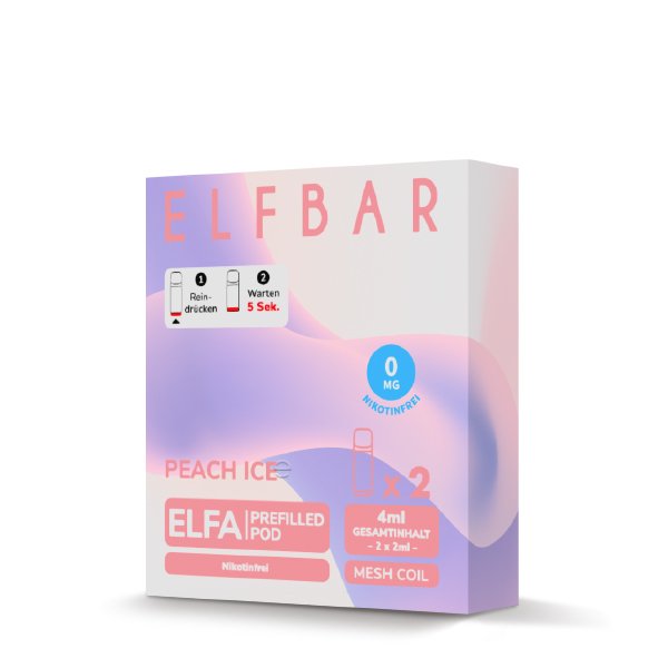 Elfbar - ELFA - Prefilled Pod - 2ml - 2er Pack - Nikotinfrei - Peach Ice