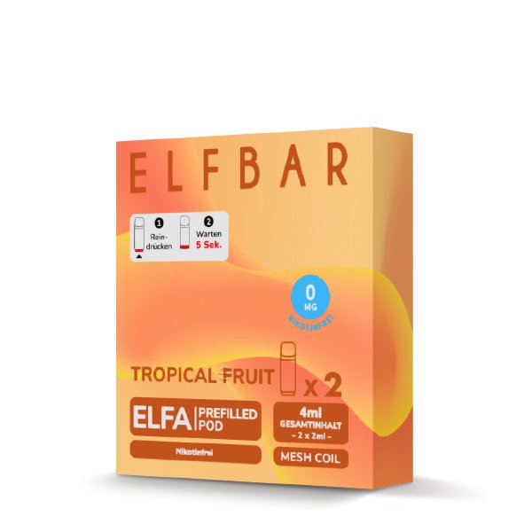 Elfbar - ELFA - Prefilled Pod - 2ml - 2er Pack - Nikotinfrei - Tropical Fruit