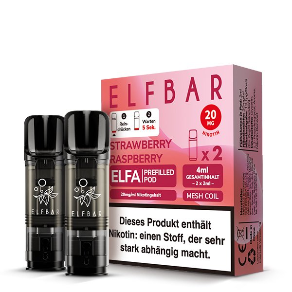 Elfbar - ELFA - Prefilled Pod - 2ml - 2er Pack - Strawberry Raspberry