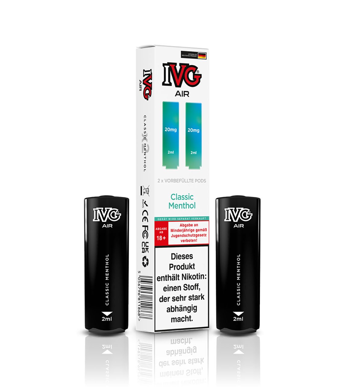 IVG - AIR - Prefilled Pod - 2ml - Classic Menthol | Nikotinsalz-Stärke : 20mg | Paketgröße : 1er Packung