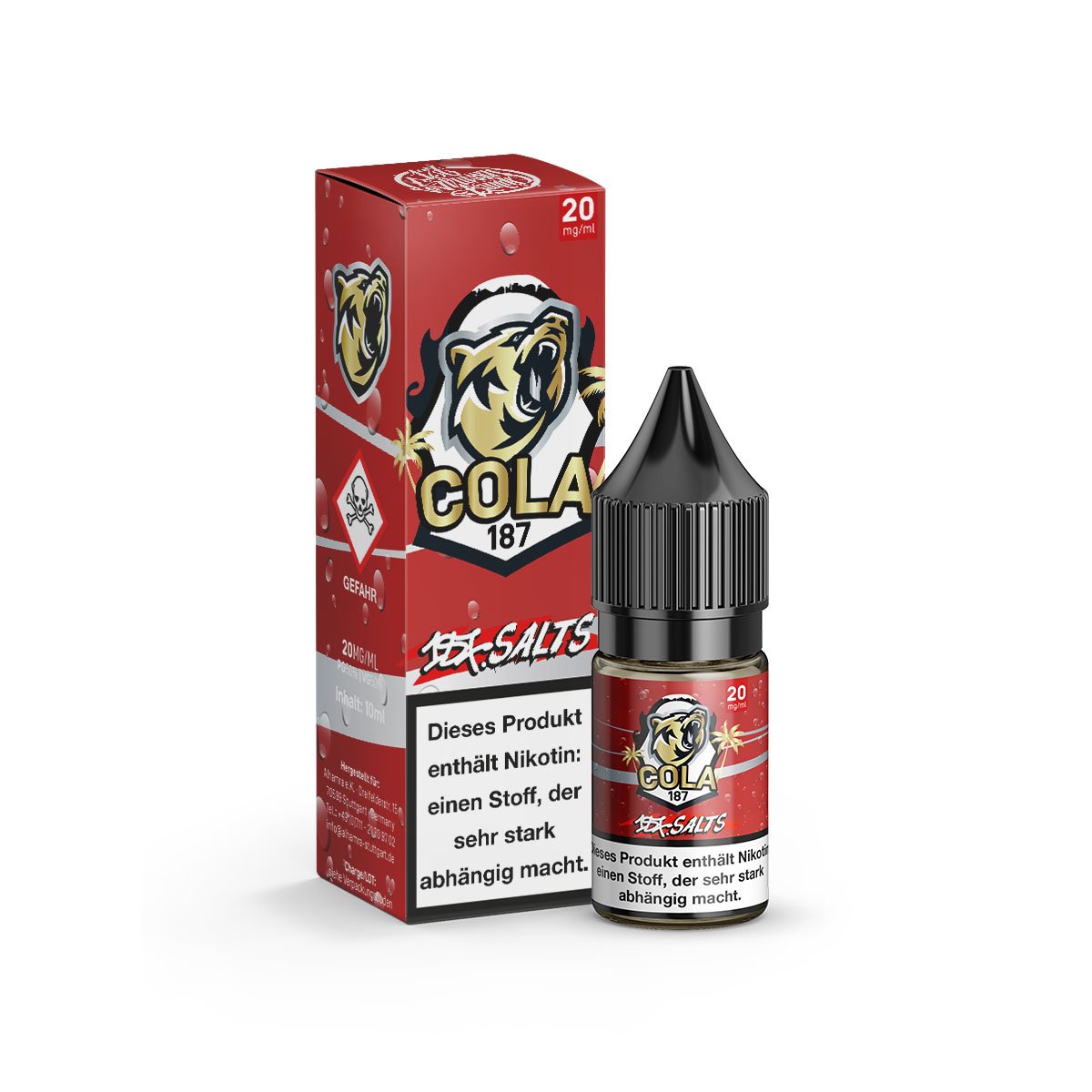 187 Straßenbande - Nikotinsalz-Liquids - 10ml - Cola 187 | Nikotinsalz-Stärke : 20mg | Paketgröße : 1er Packung 187 Straßenbande - Nikotinsalz-Liquids - 10ml - Cola 187 | Nikotinsalz-Stärke : 20mg | Paketgröße : 1er Packung