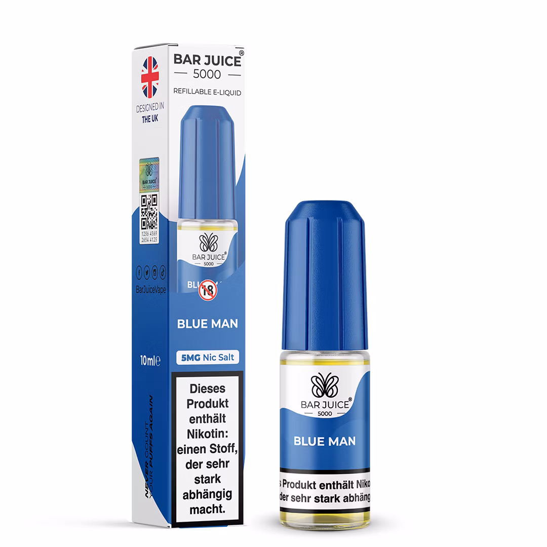 Bar Juice - 5000 - Blue Man | Inhalt : 10ml | Nikotinsalz-Stärke : 5mg | Paketgröße : 1er Packung Bar Juice - 5000 - Blue Man | Inhalt : 10ml | Nikotinsalz-Stärke : 5mg | Paketgröße : 1er Packung
