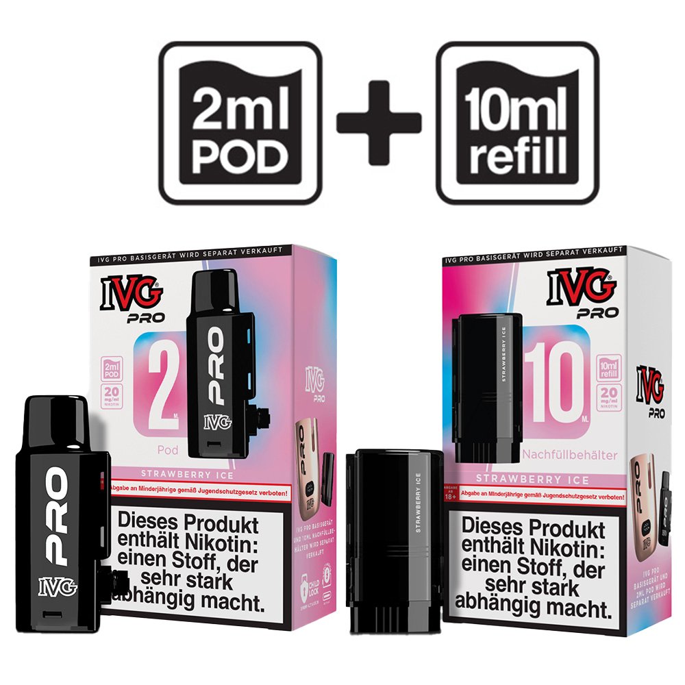 IVG - PRO 12000 - 2ml Pod + 10ml Refill - Strawberry Ice
