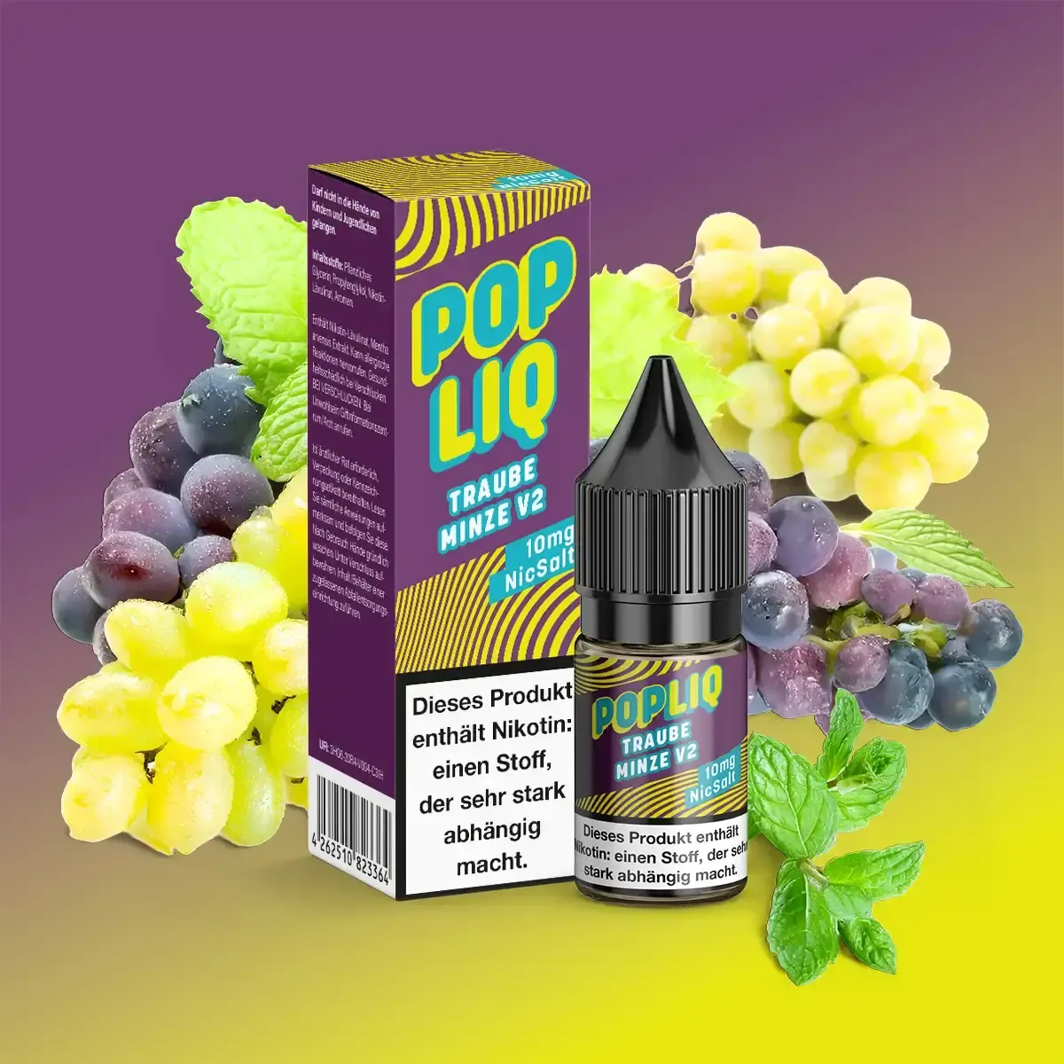 PopLiq Nikotinsalz-Liquid Traube Minze V2 10ml 10mg