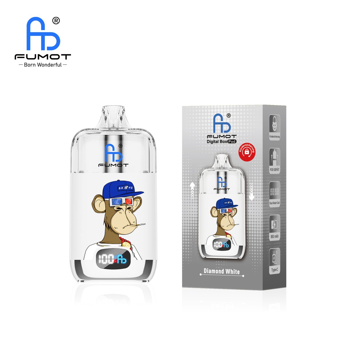 RandM - Tornado Box - 12000 - Pod Kit - Diamond White RandM - Tornado Box - 12000 - Pod Kit - Diamond White