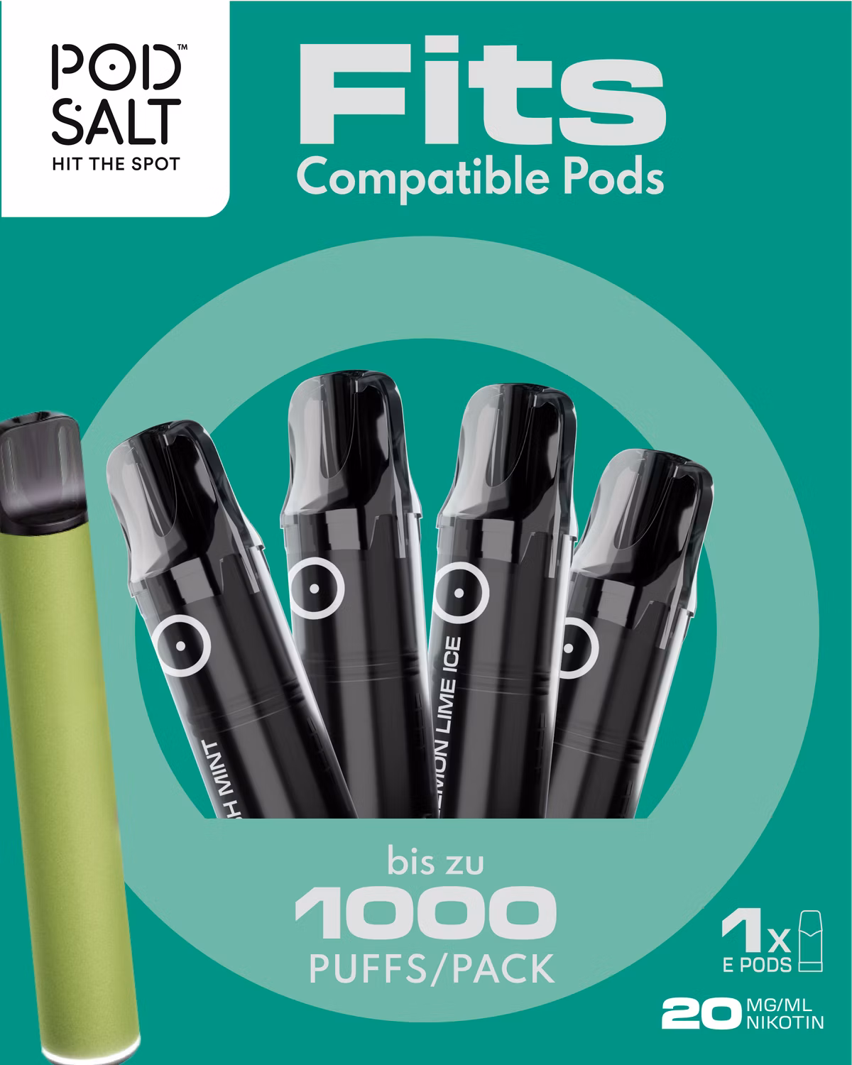 Pod Salt - Fits - Prefilled Pod - Kiwi Passionfruit Lime - 20mg - 2ml - 3er Pack Pod Salt - Fits - Prefilled Pod - Kiwi Passionfruit Lime - 20mg - 2ml - 3er Pack