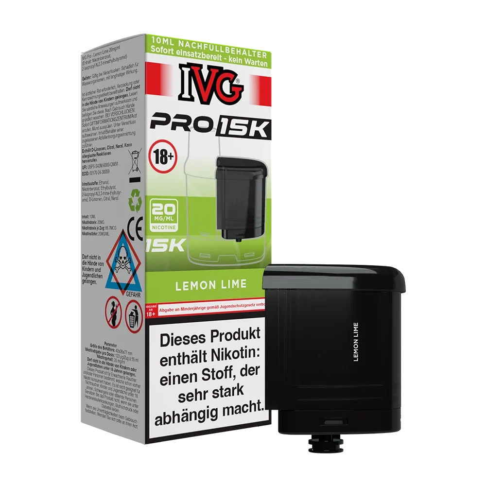 IVG - Pro 15K - 10ml Pod Nachfüllbehälter - Lemon Lime - 20mg IVG - Pro 15K - 10ml Pod Nachfüllbehälter - Lemon Lime - 20mg