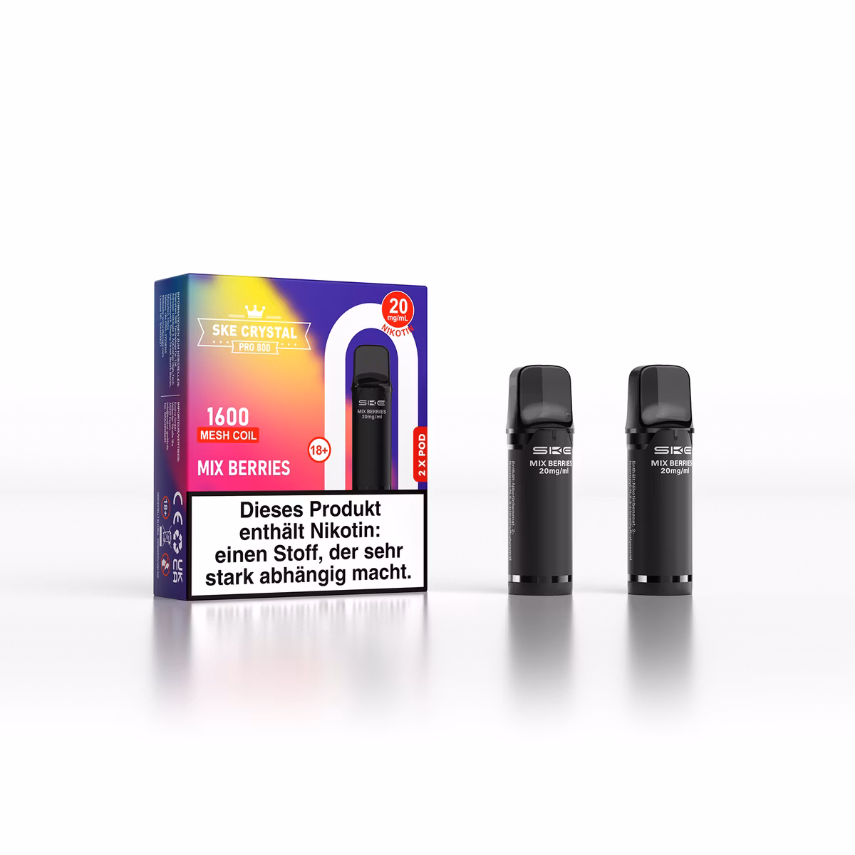SKE - Crystal 800 Pro - Prefilled Pod - 20mg - 2er Paket - Mix Berries