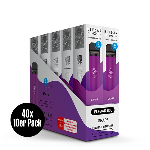 Nikotinfrei - Elfbar - 600 Einweg E-Zigarette - Grape - 0mg Nikotinfrei - Elfbar - 600 Einweg E-Zigarette - Grape - 0mg