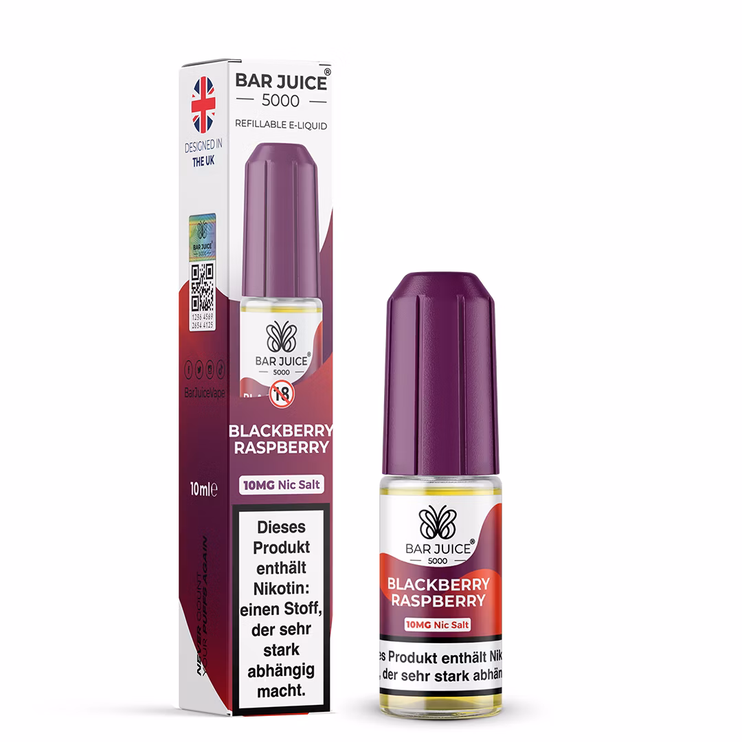 Bar Juice - 5000 - Blackberry Raspberry | Inhalt : 10ml | Nikotinsalz-Stärke : 10mg | Paketgröße : 1er Packung Bar Juice - 5000 - Blackberry Raspberry | Inhalt : 10ml | Nikotinsalz-Stärke : 10mg | Paketgröße : 1er Packung