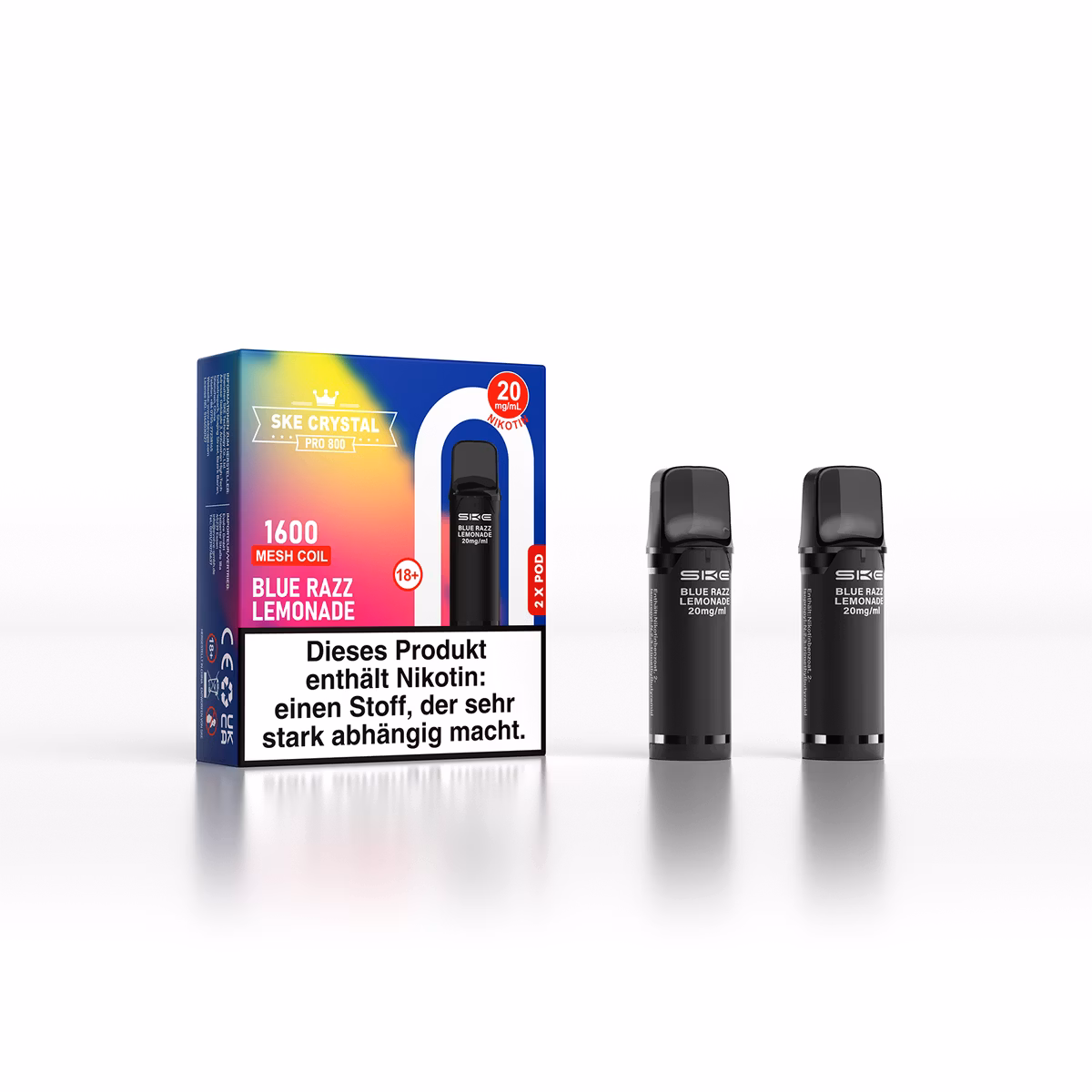 SKE - Crystal 800 Pro - Prefilled Pod - 20mg - 2er Paket - Blue Razz Lemonade