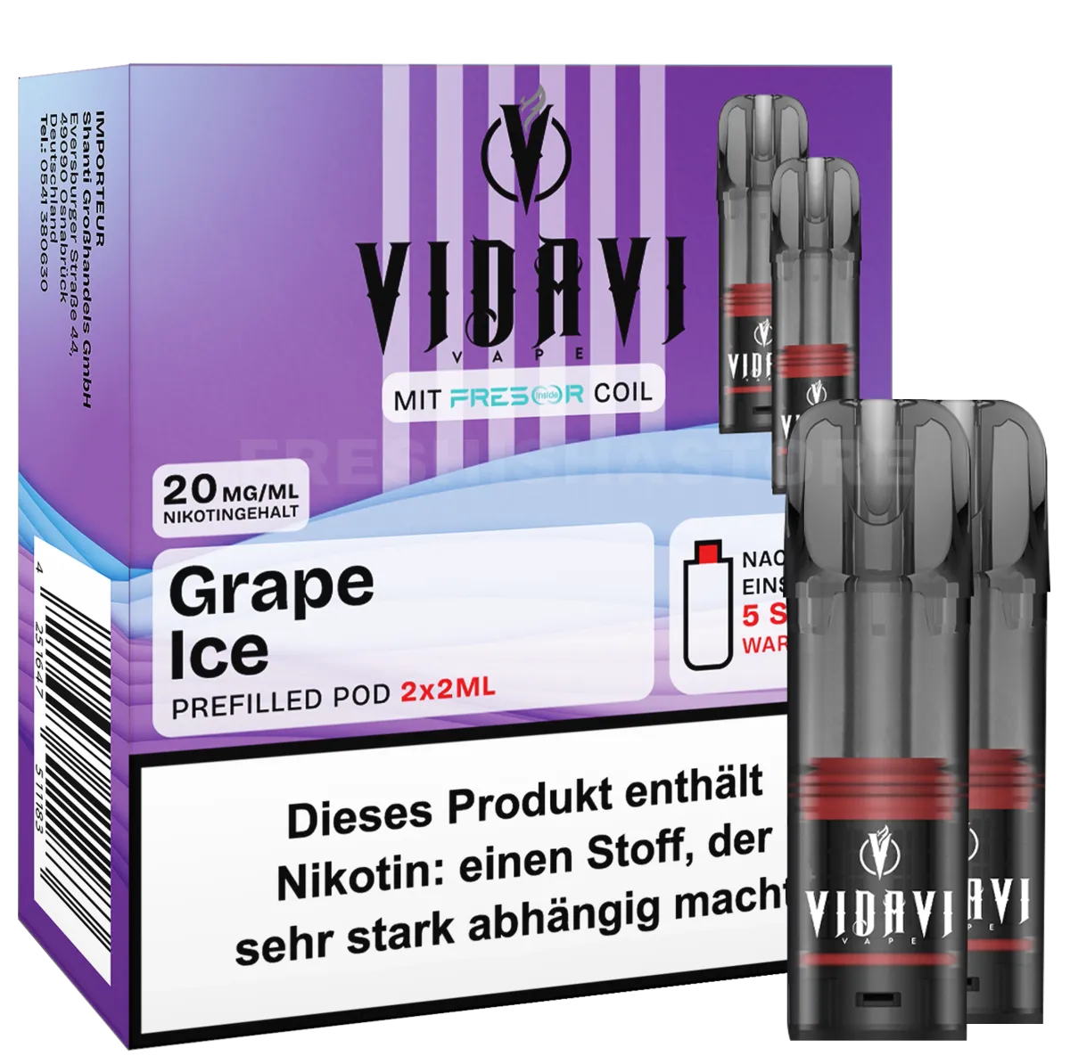VIDAVI - Prefilled Pod - 2ml - 2er Pack - Grape Ice