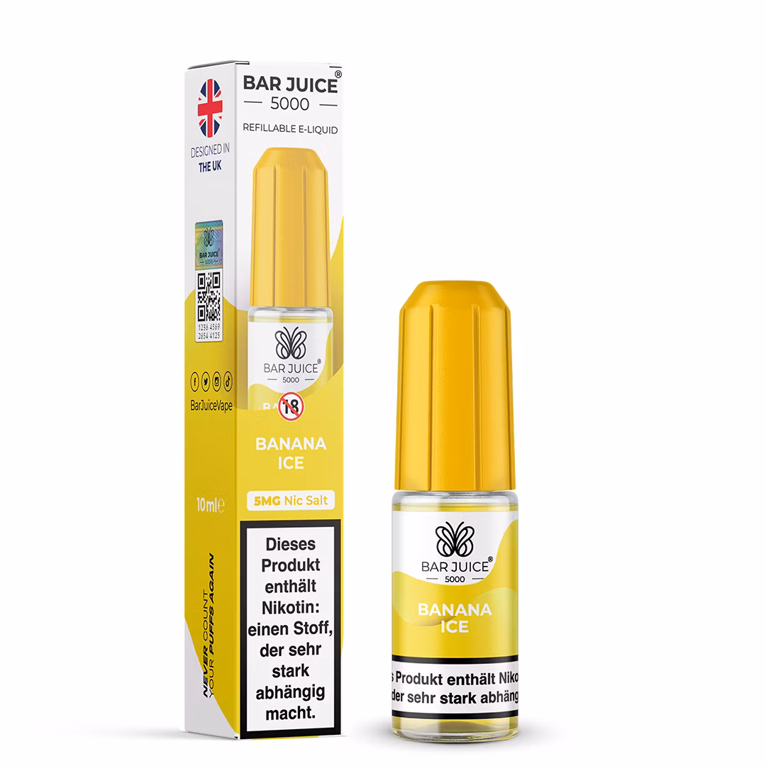 Bar Juice - 5000 - Banana Ice | Inhalt : 10ml | Nikotinsalz-Stärke : 5mg | Paketgröße : 1er Packung Bar Juice - 5000 - Banana Ice | Inhalt : 10ml | Nikotinsalz-Stärke : 5mg | Paketgröße : 1er Packung