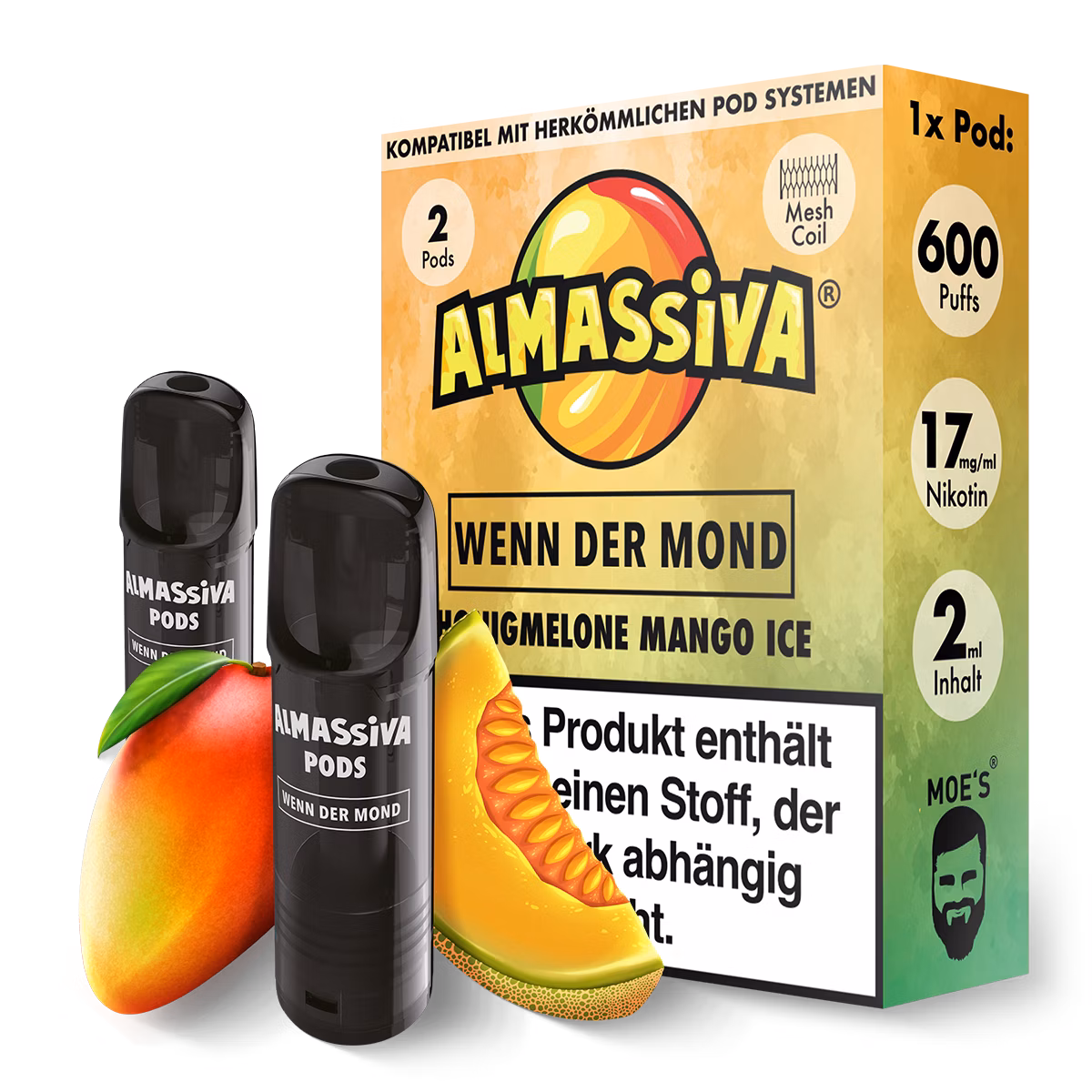 Al Massiva - Prefilled Pod - 2ml - 2er Pack - Wenn der Mond - 17mg Al Massiva - Prefilled Pod - 2ml - 2er Pack - Wenn der Mond - 17mg