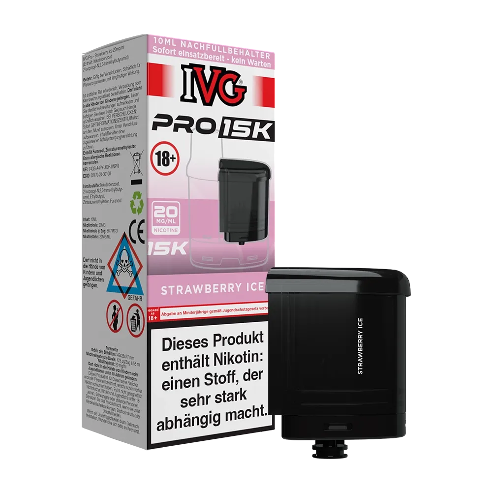 IVG - Pro 15K - 10ml Pod Nachfüllbehälter - Strawberry Ice - 20mg IVG - Pro 15K - 10ml Pod Nachfüllbehälter - Strawberry Ice - 20mg