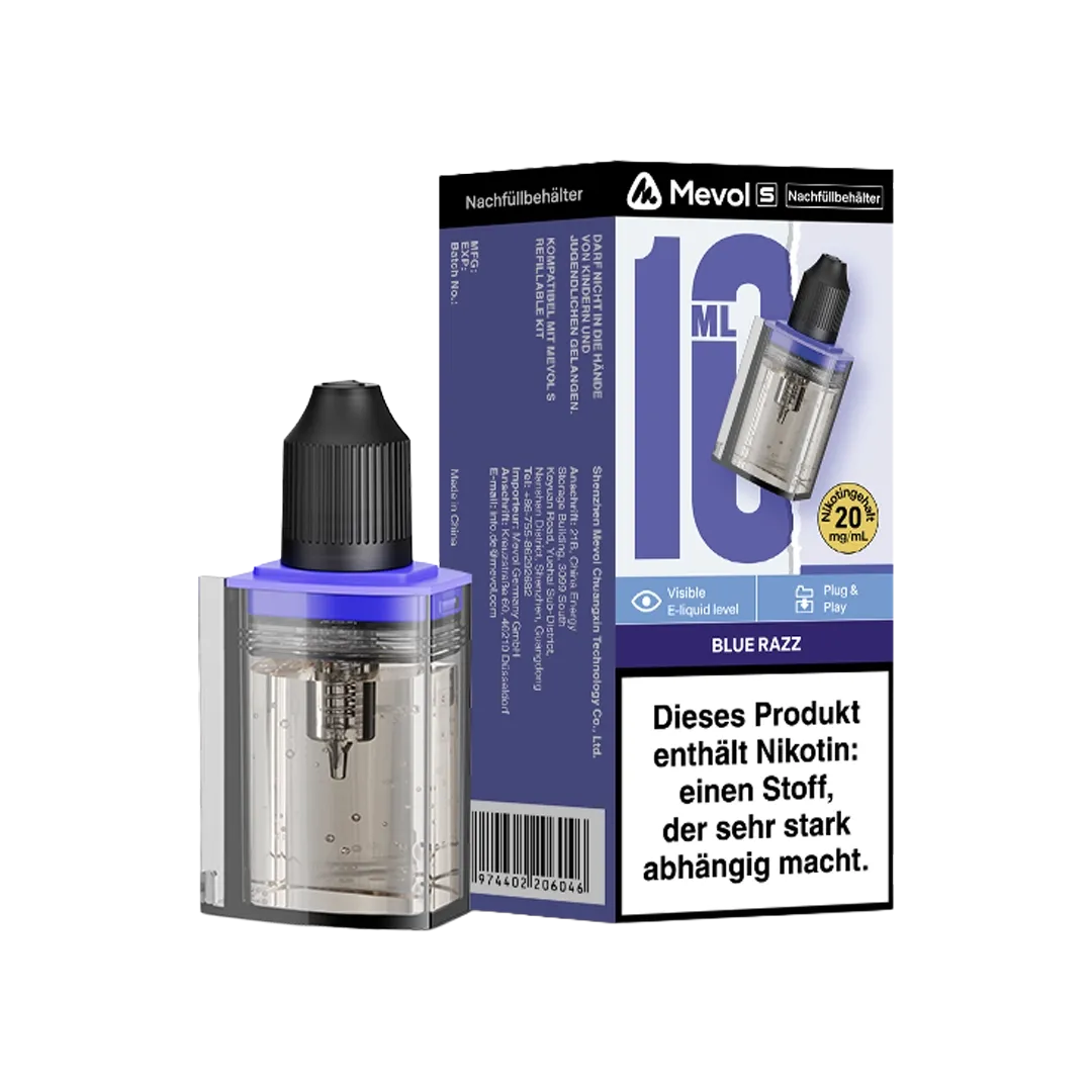 Mevol - S - Nachfüllbehälter - 10ml - Blue Razz - 20mg