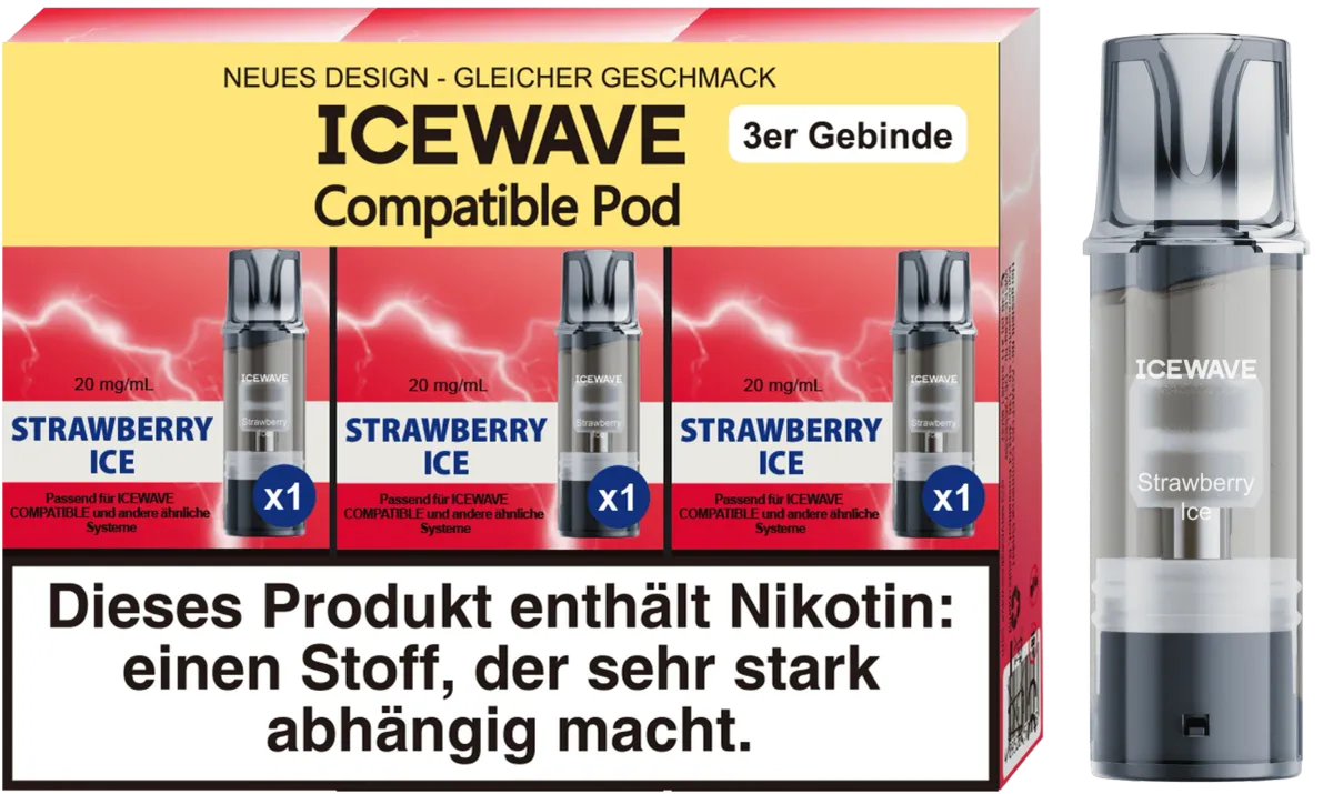 ICEWAVE - Prefilled Pod - 2ml - 3er Pack - Strawberry Ice