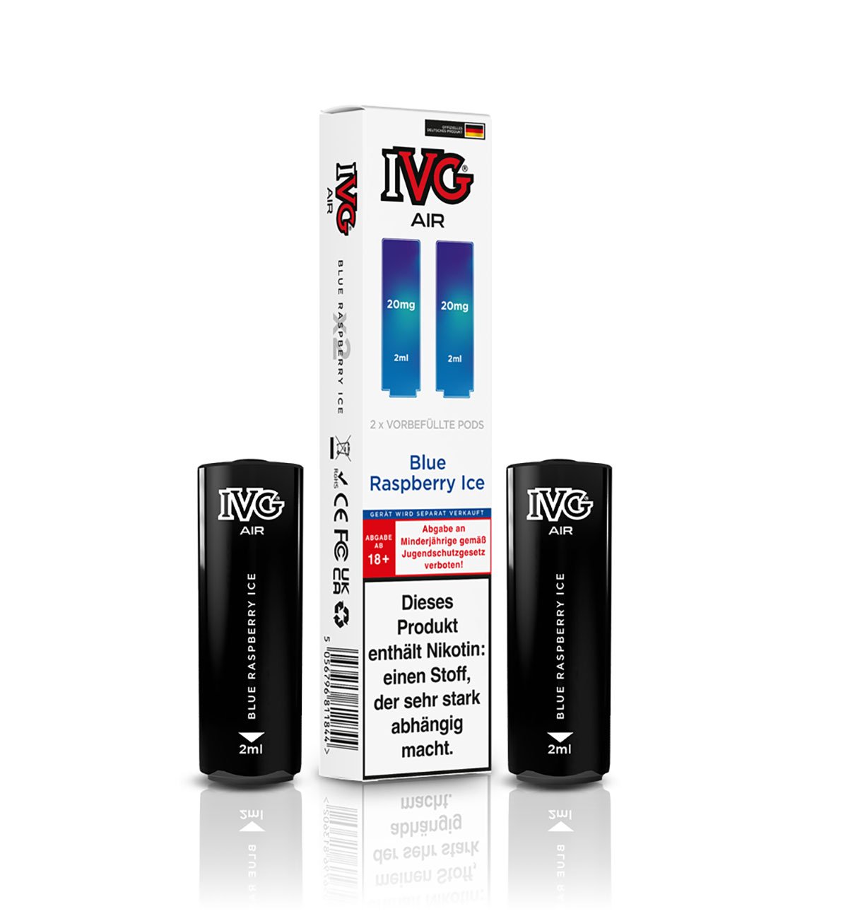 IVG - AIR - Prefilled Pod - 2ml - Blue Raspberry Ice | Nikotinsalz-Stärke : 20mg | Paketgröße : 1er Packung