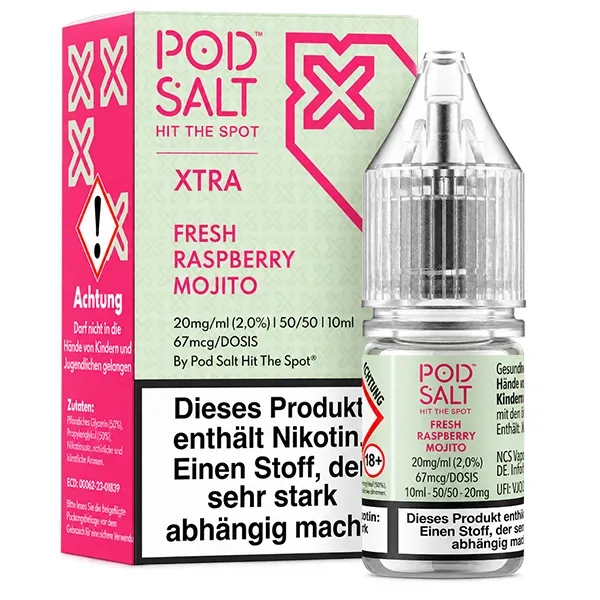 Pod Salt - Xtra - Fresh Raspberry Mojito - Nikotinsalz-Liquid - 10ml - 20mg Pod Salt - Xtra - Fresh Raspberry Mojito - Nikotinsalz-Liquid - 10ml - 20mg