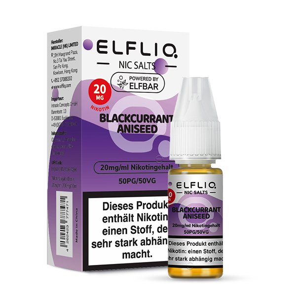 Elfbar - ElfLiq - 10ml - Blackurrant Aniseed | Nikotinsalz-Stärke : 20mg