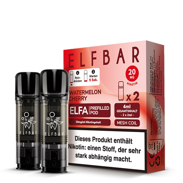 Elfbar - ELFA - Prefilled Pod - 2ml - 2er Pack - Watermelon Cherry
