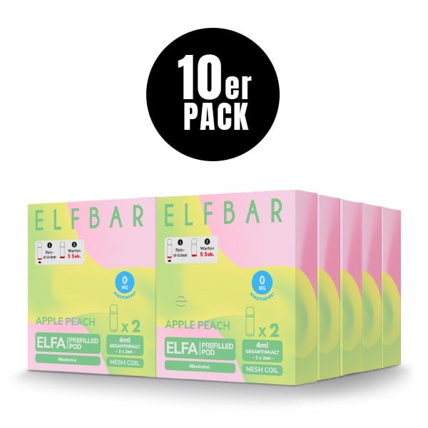 Elfbar - ELFA - Prefilled Pod - (VE= 10 Stück) Displaykarton - Apple Peach | Nikotinsalz-Stärke : 0mg