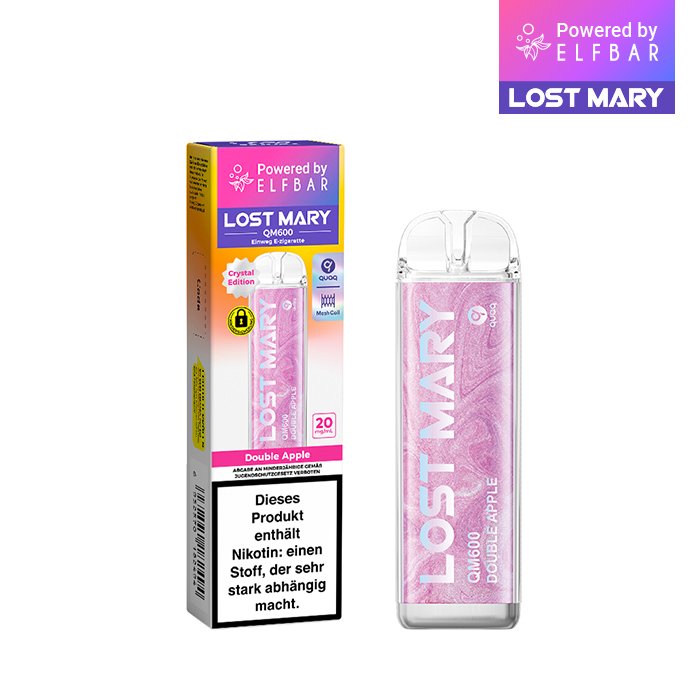 Lost Mary - QM600 - Einweg E-Zigarette - Double Apple | Nikotinsalz-Stärke : 20mg | Paketgröße : 1er Packung