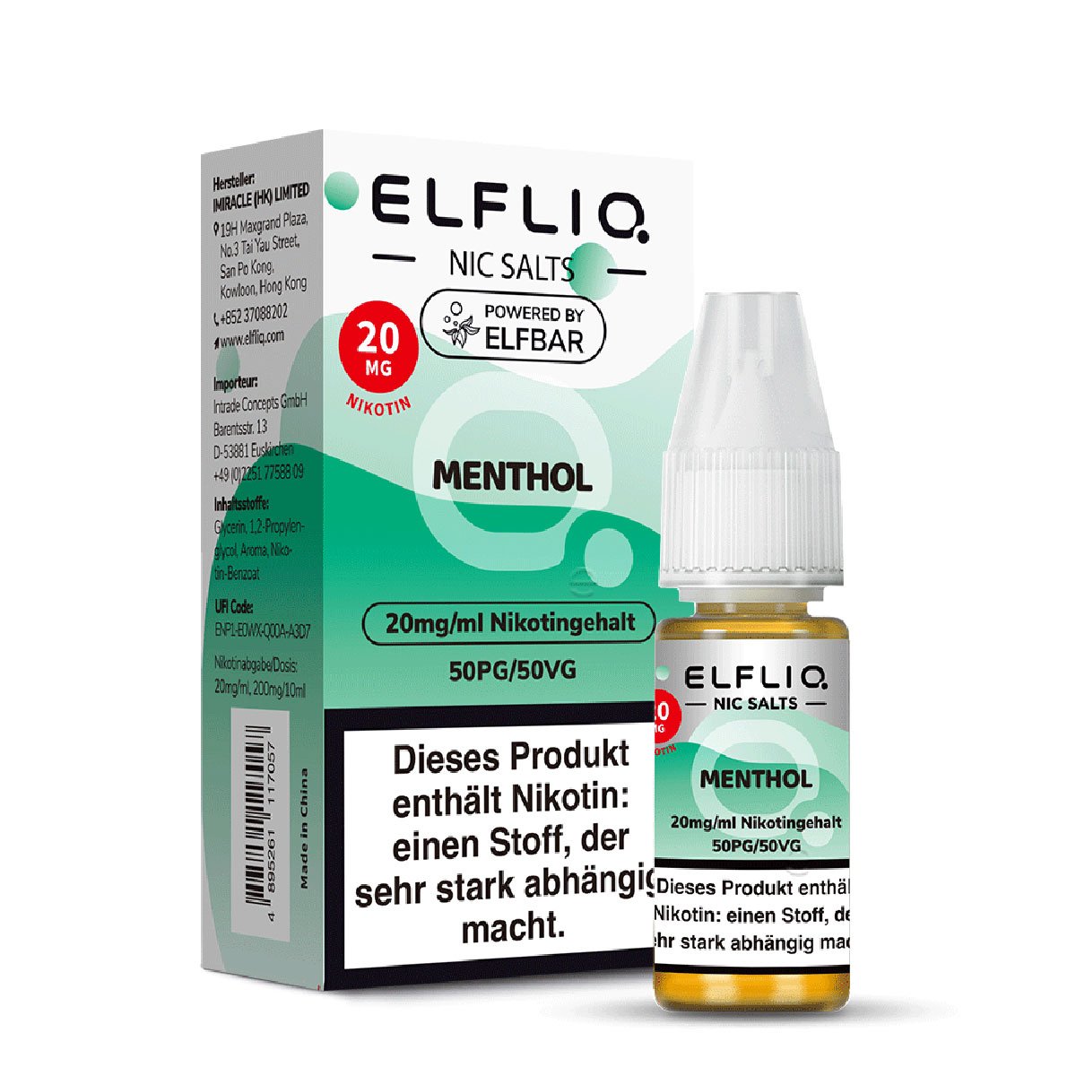 Elfbar - ElfLiq - 10ml - Menthol | Nikotinsalz-Stärke : 20mg